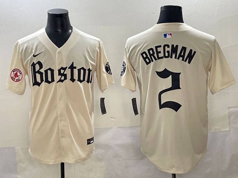 Men 2025 Boston Red Sox #2 Bregman Cream Five generations Joint Name Nike MLB Jersey style 16->boston red sox->MLB Jersey
